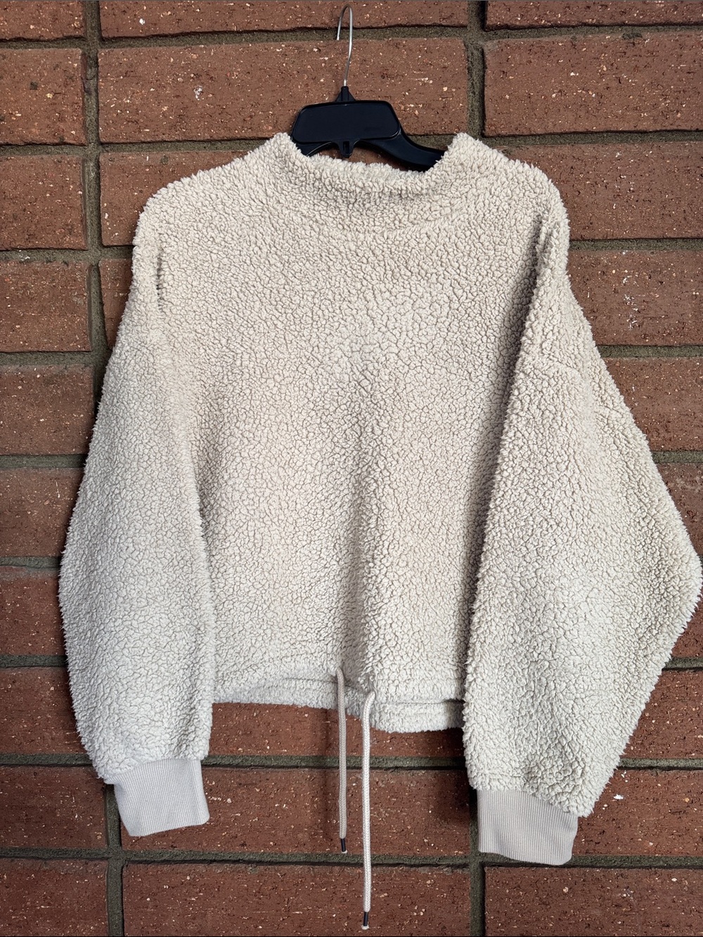 Hippie Rose Cream Sherpa Fleece Pullover Sweatshirt XL